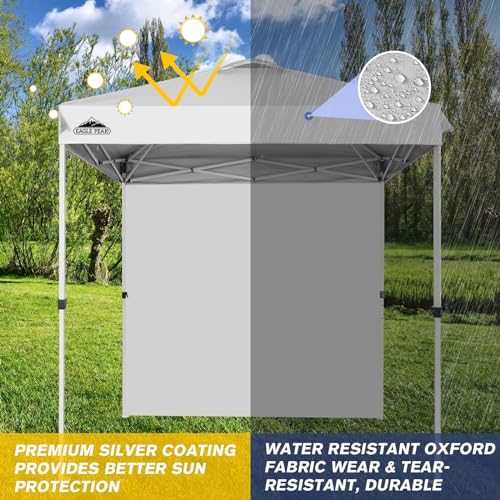 EAGLE PEAK Commercial Canopy 6.6x6.6 Pop Up Canopy Tent with 1 Sidewall, Easy Setup Heavy Duty Instant Event Shelter for Vendors & Markets, Outdoor Sun Shade, White - color: White, size: 6.6x6.6