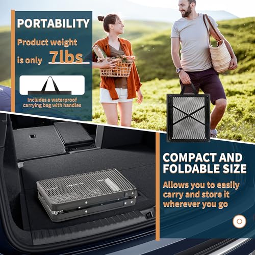 HPC DECOR Grill Table with Mesh Desktop,200lbs 3Ft Portable Folding Table,Camping Table,Picnic Table,Height Adjustable Metal Table for Ourdoor, Camping, Picnic, BBQ and Beach, RV, 35.4" L x 23.6" W - size: 3*2FT