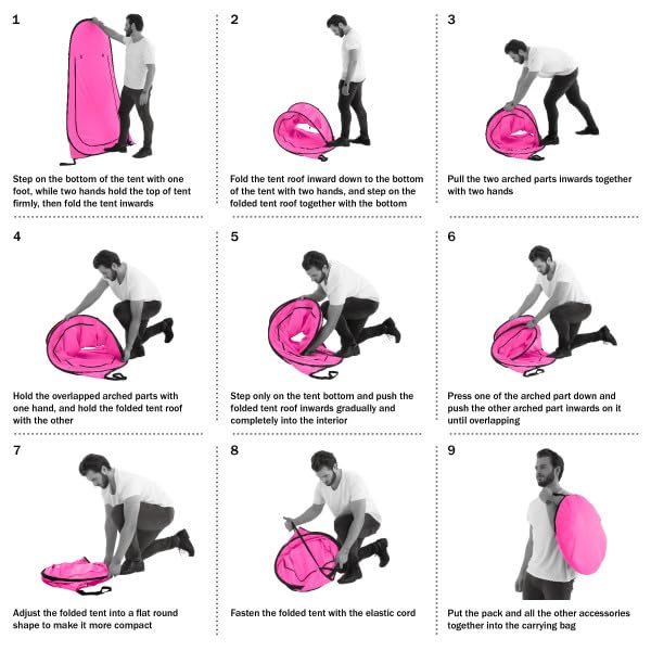 Wakeman Pop Up Changing Tent, 3.3 x 3.3 x 6.2ft, Camping Shower Tent for Portable Toilet Stall or Dressing Room with Carry Bag for Camping, Beach, or Tailgate, Polyester - color: Pink