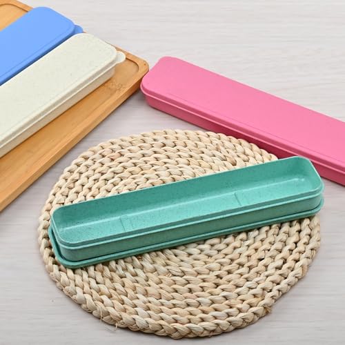 Travel Cutlery Case Portable Utensil Holder Large Travel Silverware Case Flatware Storage Box Camping Utensils Cutlery Cases for Fork Spoon Chopsticks Lunch Box, 9.6 x 2.1 inches (Beige, Green) - color: Beige, Green, size: Large