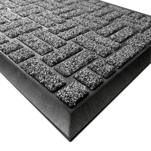 MATALL Door Mat Outside Entryway- 36x17 Inches Welcome Matt Outdoor, Dirt Trapper Indoor Doormat for Back Door, Patio, Porch, or Garage (Gray) - color: Grey, size: 1'5" x 3' (Rectangular)