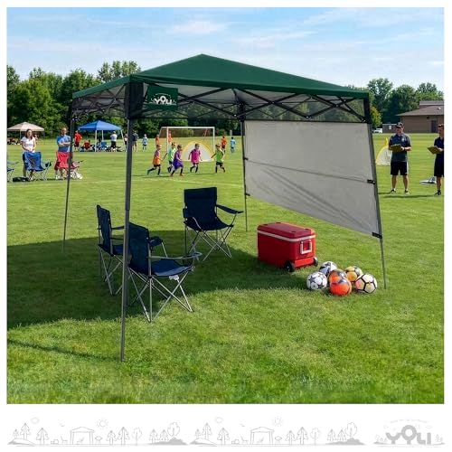 YOLI Go!Shade 36 Instant Pop-Up Canopy, 7x7 Lightweight Backpack Shelter with Attached Wall & UV Protective Top - Deep Forest Green