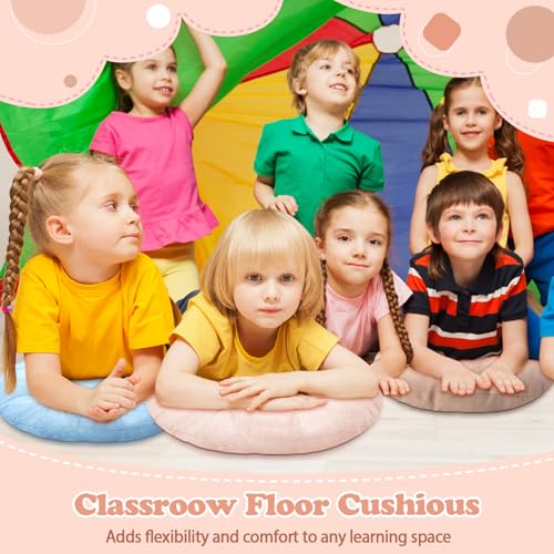 Fumete 8 Pcs 16 Inch Round Floor Cushions for Kids and Toddlers, Flexible Seating Classroom Furniture Floor Pillow for Home, Daycare, Preschool, Yoga and Meditation (Neutral) - color: Neutral
