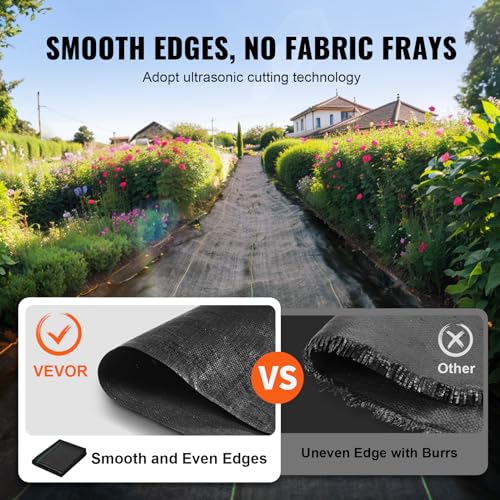 VEVOR Weed Barrier Landscape Fabric, 3*100FT Heavy Duty Garden Weed Fabric, Woven PP Weed Control Fabric, Driveway Fabric, Geotextile Fabric for Landscaping, Ground Cover, Weed Blocker Weed Mat, Black - size: 3FT*100FT-3.2OZ, style: Woven