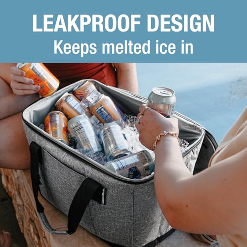 CleverMade Tahoe Collapsible Cooler Bag – Large Portable Cooler Bag for Travel, Foldable Insulated Cooler for Beach, Picnic & Tailgating, Holds Up to 50 Cans, Leakproof Soft Carry Cooler - color: Gray Black, size: Large
