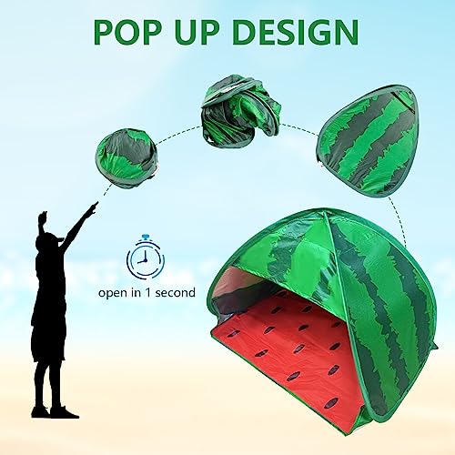 Dog Beach Tent Sun Shelter, 1 Pack Watermelon Portable Automatic Pop-up Sun Shelter Tent Instant Sun Shade Canopy for Puppy Small Pets, L - color: Watermelon, size: Large