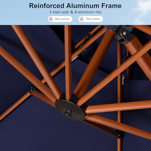 PURPLE LEAF 12ft Patio Umbrella Outdoor Square Umbrellas Large Cantilever Umbrella Windproof Offset Umbrellas Heavy Duty Sun Umbrella for Garden Deck Pool Patio, Navy Blue - color: Navy Blue, size: 12'X12', style: Umbrella