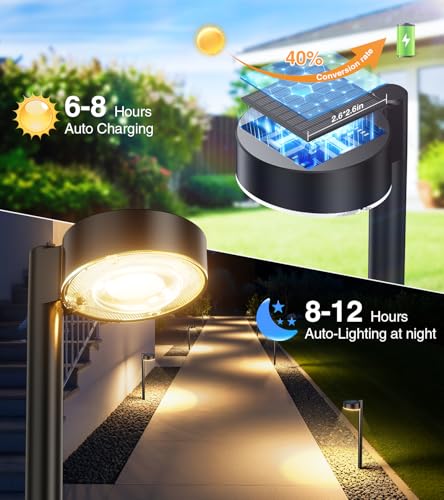 ELECLINK Solar Pathway Lights Outdoor, 12 Pack Waterproof Path Light with Bigger LED Lens, Brighter Up to 12 Hrs Outdoor Solar Light for Walkway Driveway Yard Garden Patio Garden