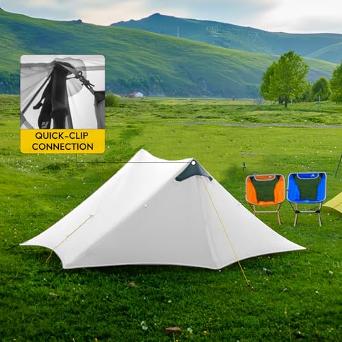 LANSHAN Ultralight Tent 3-Season Backpacking Tent for 1-Person or 2-Person Camping, Trekking, Kayaking, Climbing, Hiking - color: 2-person, white