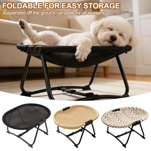 Cat Bed Hammock, Free-Standing Elevated Dog Cot for Indoors and Outdoors,Foldable No-Assembly Pet Bed with Breathable Mesh,Lightweight Raised Pet Cot for Cats and Small Dogs (White) - color: White