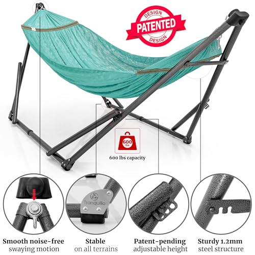 Tranquillo Combo x2 Hammocks with Stand for Outside & Tree Straps, Heavy Duty Hammock with Stand 600lbs for Indoor Outdoor Patio Backyard, x2 Hammocks for 2 Person (Combo - Sky, Medium) - color: Combo - Sky