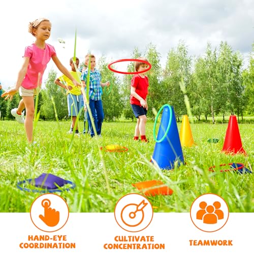 31 PCS Christmas Carnival Games, 3 in 1 Indoor Outdoor Bean Bag Ring Toss Games for Kids Birthday Party, Plastic Soft Cones Yard Lawn Game for Family Party Kid's Gift