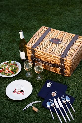 PICNIC TIME Disney Pixar Ratatouille Champion Picnic Basket for 2, Large Wicker Picnic Set with Cutlery Service Kit, (Navy Blue), 15.8 x 12 x 7.5 - color: Disney Pixar Ratatouille - Navy Blue