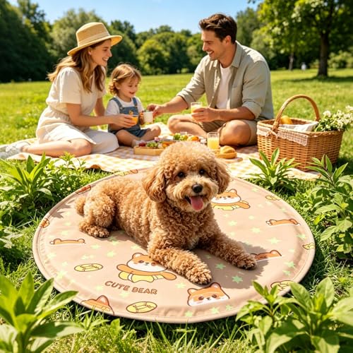 Widely Use Cooling Dog Bed - Soft Gel Non-Slip Pad, Foldable Reusable Mat, Pressure Activated Sheet | for Car Trip Park Beach Picnic Balcony Lawn Travel Summer Heat Relief - color: Khaki