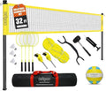 Zdgao Volleyball and Badminton Combo Set for Backyard - 20FT/32FT Volleyball/Badminton Net with Adjustable Height Pole,Anti-Sag System,Volley Ball, Badminton Racquets,Boundary Line and Carry Bag - color: Yellow, style: 32FT Volleyball/Badminton Net