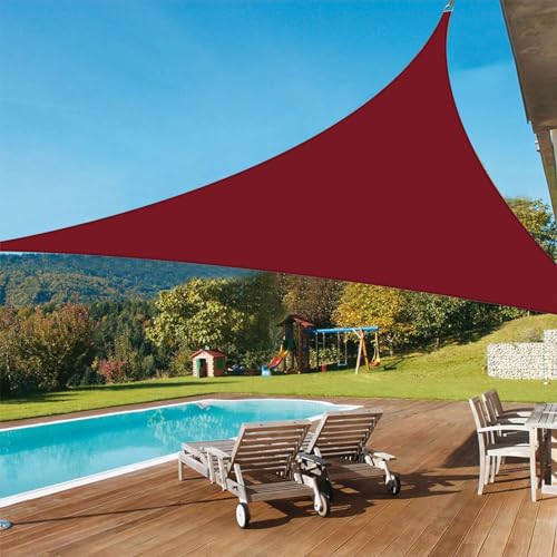 TANG 5'x6'x8' Waterproof Sun Shade Sail Triangle Outdoor Canopy UV Block Shade Cloth with Curved Edge for Patio Backyard Pool Pergola Cover, Red - color: Red, size: 5'x6'x8'