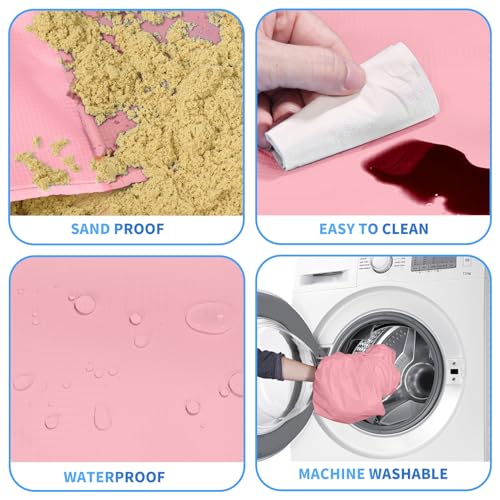 Beach Blanket Waterproof Sandproof Oversized Lightweight 78''×110'' 1-7 Adults Blanket Beach Large Picnic Mat for Travel Camping Hiking Picnic - color: Pink, size: 78''x110''
