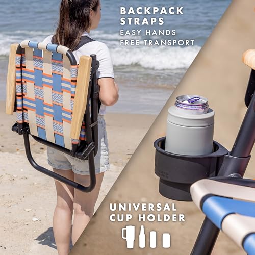 GoSports WOVN Beach Backpack Chair - 9 Styles Available - Premium Folding Camping Chair - color: Baja