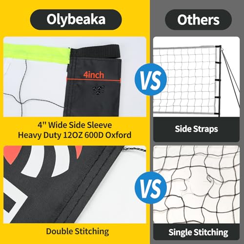 20FT Outdoor Volleyball Net Set System for Backyard Beach with Anti-Sagging Net, Iron Adjustable Height Poles, Soft PU Volleyball and Pump, Carry Bag - Instant Set Up & Durable - color: Black and Green
