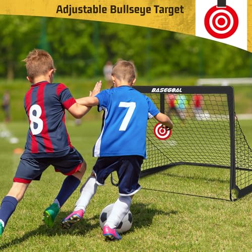 BaseGoal Soccer Goals for Backyard Set of 2, 4x3ft Kids Soccer Goal Portable Pop Up Soccer Net for Kids & Youth, Outdoor Soccer Training Equipment with Soccer Cones, Targets & Accessories