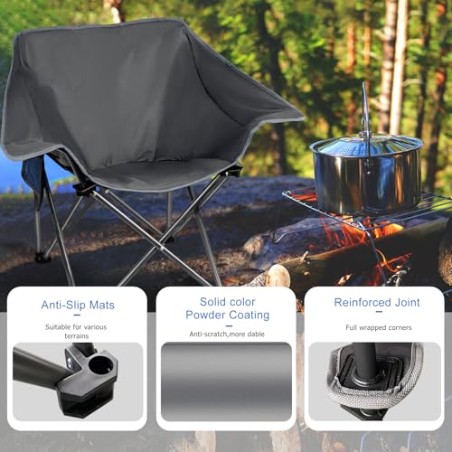 2 Pack Portable Camping Chair Compact Collapsible Outdoor Folding Sports Chairs for Adults Heavy Duty Camp Sporting Events Park Lawn 400 Lbs Grey - color: Grey, size: single chair﻿