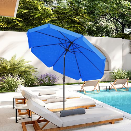 JEAREY 9 FT Patio Umbrella Outdoor, Table Umbrellas Market Umbrella w/Push Button Tilt/Crank, 8 Sturdy Ribs(Royal Blue) - color: Royal Blue