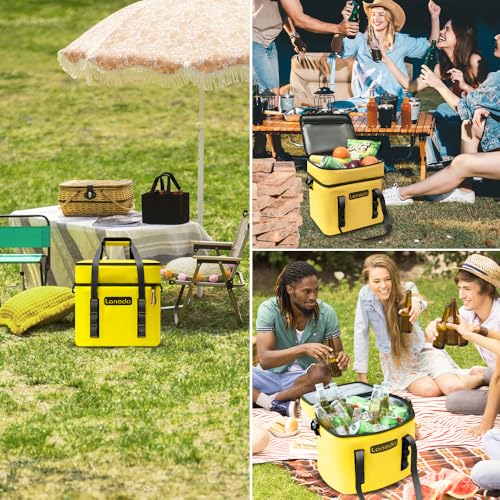 Lisa Lunch Soft Cooler 20/36 Can, Insulated Bag Portable Ice Chest Box for Lunch, Beach, Drink, Beverage, Travel, Camping, Picnic, Car, Trips, Cooler Leak-Proof - color: 20 can yellow