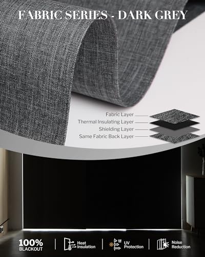 Graywind Manual Sliding Panels 100% Blackout Privacy Panel Track Blinds Wand Control Window Blinds for Patio Sliding Glass Door Large Windows Width Up to 153", Custom Size (Dark Grey) - color: Blackout Dark Grey