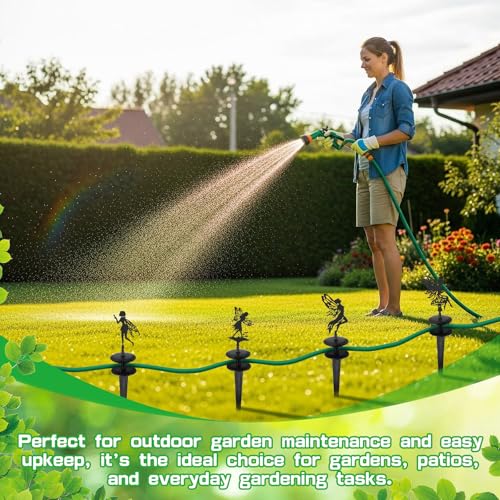 Zonon 4 Packs Metal Garden Hose Guide Stakes 13.8 Inch Heavy Duty Cast Iron Hose Holder Spike with Decorative Flower Fairy Rust Resistant Guides for Garden Lawn Yard Farm Outside Plant Protection - style: Classic