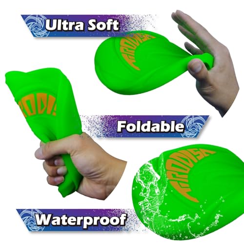 AMAZING TOYZ Tirodisc Foldable Frisbee for Kids & Adults, 20cm Soft Silicone Flying Disc - Portable Pocket-Sized Outdoor Waterproof Toy for Beach, Park, Pool Games | Easy Clean & Safe Catch - color: Green