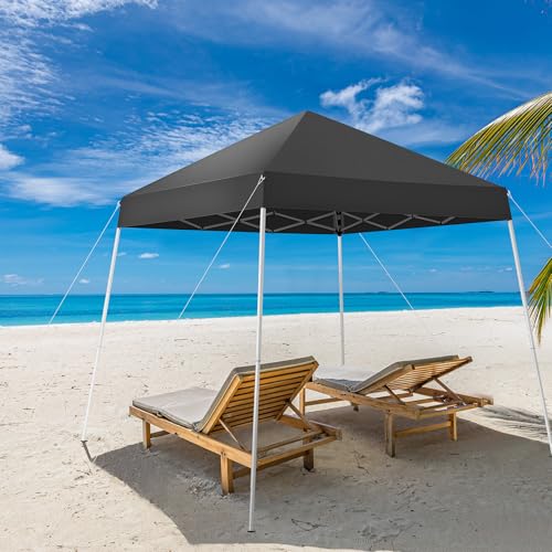 6x6ft Pop Up Canopy Tent,Portable Home Use Waterproof Folding Tent,Easy Up Gazebo Canopy Tents,Commercial Beach Tents,with Carry Bag,for Outdoor Patio Camping Wedding Party BBQ Garden (Dark Grey) - size: 6x6ft