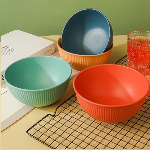 Unbreakable Wheat Straw Cereal Bowls Set of 6, 24 OZ Microwave and Dishwasher Safe Lightweight Soup and Salad Bowl Sets, Reusable Dessert Bowls for Rice, Pasta, Snack, Fruit, BPA Free (6 Colors) - color: 6 Colors