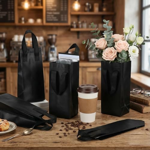 Abbylike 50 Pcs Insulated Take Out Bags Bulk Drink Carrier with Handle for Delivery Hot Cold Food Pizza Coffee Milk Tea Delivery Cooler Bag for Catering Restaurant Picnic