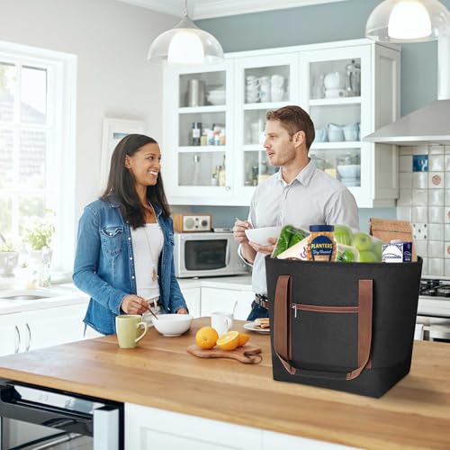 LHZK Jumbo Insulated Cooler Bag with Zipper, Collapsible Leak Proof Insulated Bag with Handles is Perfect for Grocery, Food Delivery, Beach, Picnic, Travel (50L, Black) - color: Black