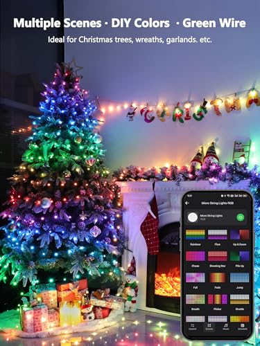 BrizLabs Smart July 4th Fairy Lights, 33ft 100 LED Red White Blue Fairy Lights Work with Alexa & Google Home, Color Changing Xmas Light Dimmable Twinkle Lighting Green Wire for Xmas Halloween Party - color: 100 LED Smart (Green Wire)