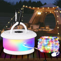 Camping String Lights, Retractable 32.8ft RGB Flash Lamp, Rechargeable Fairy LED Rope Lights Outdoor Waterproof, Portable Hanging Lantern for Outside Tent Patio Awning Garden RV Essentials - color: White