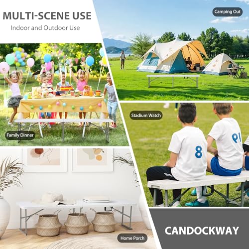 6ft Plastic Folding Bench with Carrying Handle & Lock, Portable Outdoor Bench in Garden Picnic Camping Dining Party Seat, Waterproof Bench for Soccer Activities, Firm and Durable (2Pack A) - size: 2Pack A