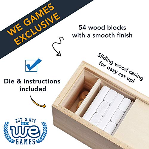 WE Games Wooden Block Stacking Party Game for Adults, Tumble Tower Wedding Guest Book Alternative, Tabletop Games, Includes Storage Case, 12 inches - color: White
