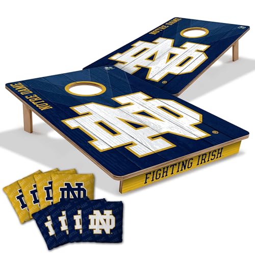 YouTheFan NCAA 2’ x 3’ Wood Cornhole Game with Logo Bags - color: Notre Dame Fighting Irish, size: 2' X 3'
