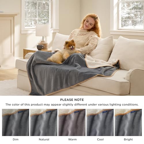 Bedsure Waterproof Dog Blankets for Medium Dogs Washable - Medium Cat Blanket for Couch Protection, Sherpa Fleece Puppy Blanket, Soft Plush Reversible Throw Furniture Protector, 30"X40", Grey - color: Grey, size: M(30x40")