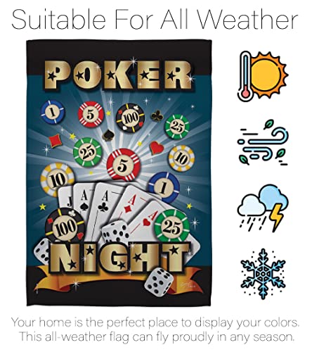Breeze Decor Poker Night Garden Flag Set with Stand Interests Games Bunco Dice Bingo Hobbies Leisure Activity House Decoration Banner Small Yard Gift Double-Sided, Made in USA