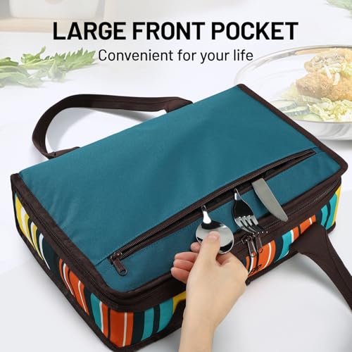 MIER Insulated Casserole Carrier for Hot or Cold Food Thermal Food Carrier Bag for Lasagna Potluck Parties Picnic Cookouts, Fits 9"x13" Baking Dish/Foil Pan, Blue - color: Blue, size: 16 x 10 x 4 inches