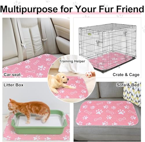 BEAUTYZOO Washable Pee Pads for Dogs, 36" x 72" Extra Large Reusable Puppy Pads, Absorbent Potty Training Dog Mats, Non-Slip Pet Whelping Pads for Incontinence, Housebreak, Crate, Bed, Playpen, Pink - color: Pink, size: 36 X 72 Inch (Pack of 2)