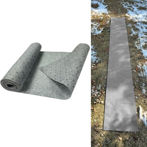 Prriudy 16 x 118 Inch No-Slip Ice and Snow Carpet Mats, Felt Carpet Anti-Slip Mat for Winter Walkways, Front Door, Stairs, Porch, Outdoor, Patio, Safe Walking (Grey, 1 Pcs, 16"x118")