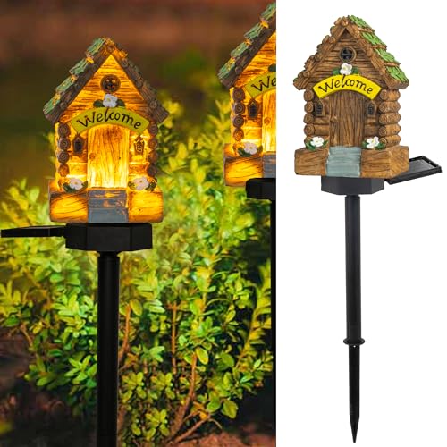Dazzle Bright Fairy Garden House, 16" Glow in The Dark Cottage with Solar LED Light, Beautiful Miniature Garden Decoration for Indoor or Outdoor Gardens - color: House