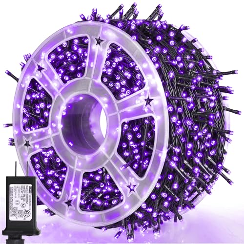 weillsnow 164FT 500 LED Purple Christmas Lights, 8 Modes Waterproof Plug in String Lights for Halloween Christmas Indoor Outdoor Yard Party Wedding Garden Home Decorations (Purple, 164FT) - color: Purple, size: 164FT