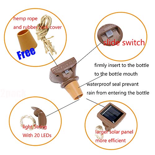 YJFWAL Upgraded 12 Pack Solar Wine Bottle Lights, 20 LEDs Waterproof Copper Light, Bottle Light Fairy Cork String Lights for Yard Patio Decor, DIY Birthday Gift for Mom Grandma Girlfriend(Multicolor) - color: Multicolor (Square Shaped), size: 12 Pack