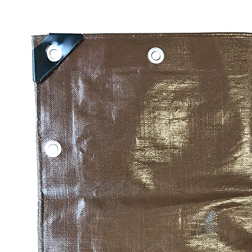 Alion Home Heavy Duty 12 Mil Poly Tarps Waterproof Covers for Tarpaulin Canopy, Camping, Carport, Boat, Furniture, Floors, RV, Pool or Roof Repair Items (10' x 16', Brown) - color: Brown, size: 10' x 16'