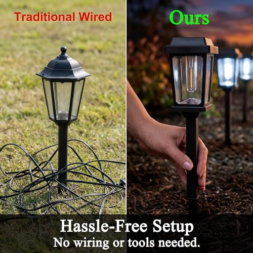 10 Pack Solar Pathway Lights Outdoor, Auto On/Off LED Solar Garden Lights, Decorative Landscape Lighting for Path Yard Walkway Driveway - size: 10Pack