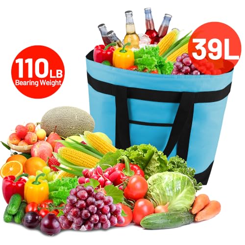 mosago Commercial Insulated Food Delivery Bag 39L, Heavy Duty Thermal Catering Tote with Zipper, Leakproof Hot & Cold Transport Bag for Restaurant & Professional Drivers, Blue - color: Blue